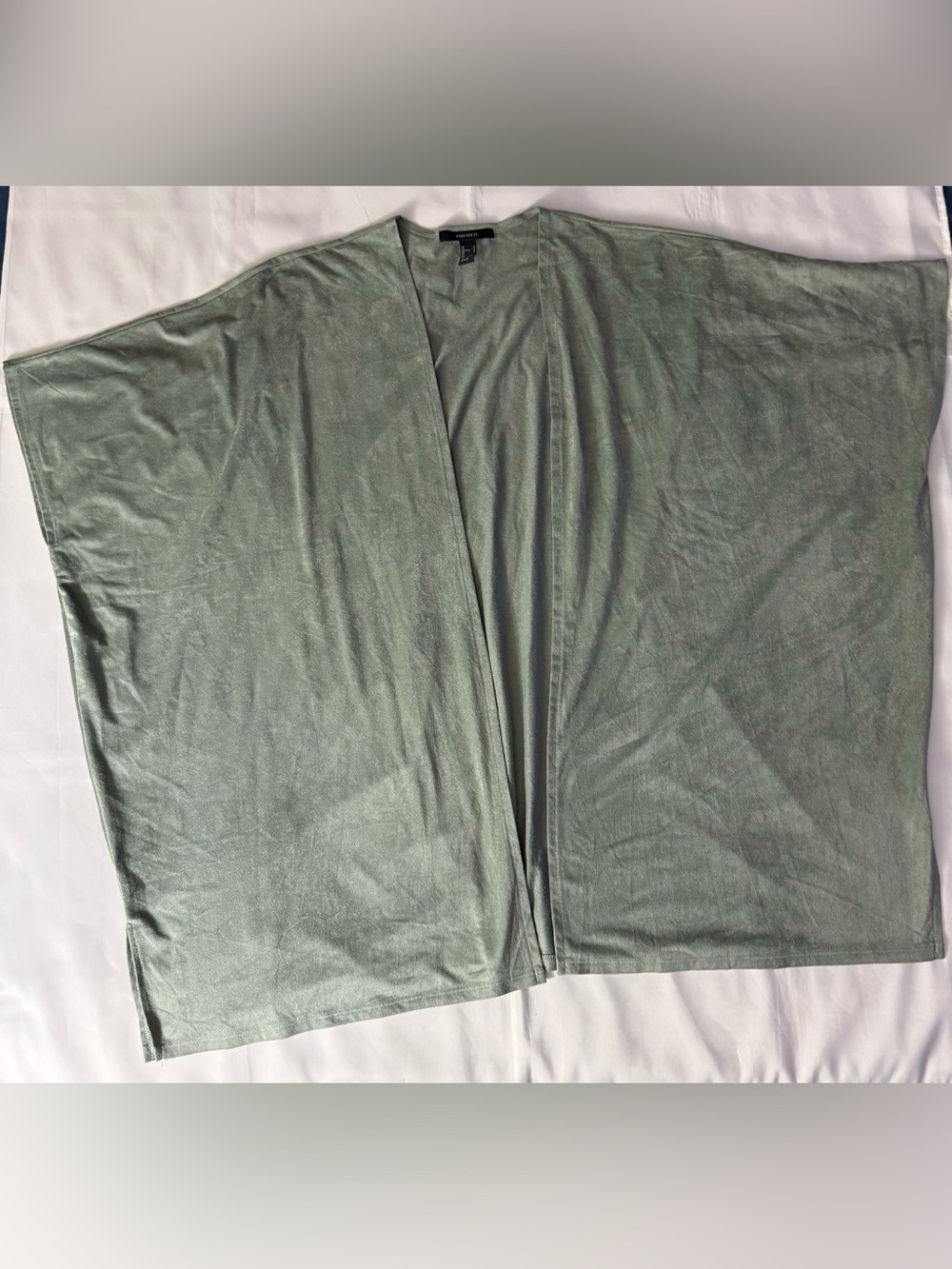 Forever 21 Open Front Short Sleeve Suede Green Cardigan